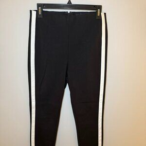 Rag & Bone black fitted ankle cropped dress pants with white stripe down side